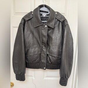 Topshop Short Bubble Faux Leather Bomber Jacket